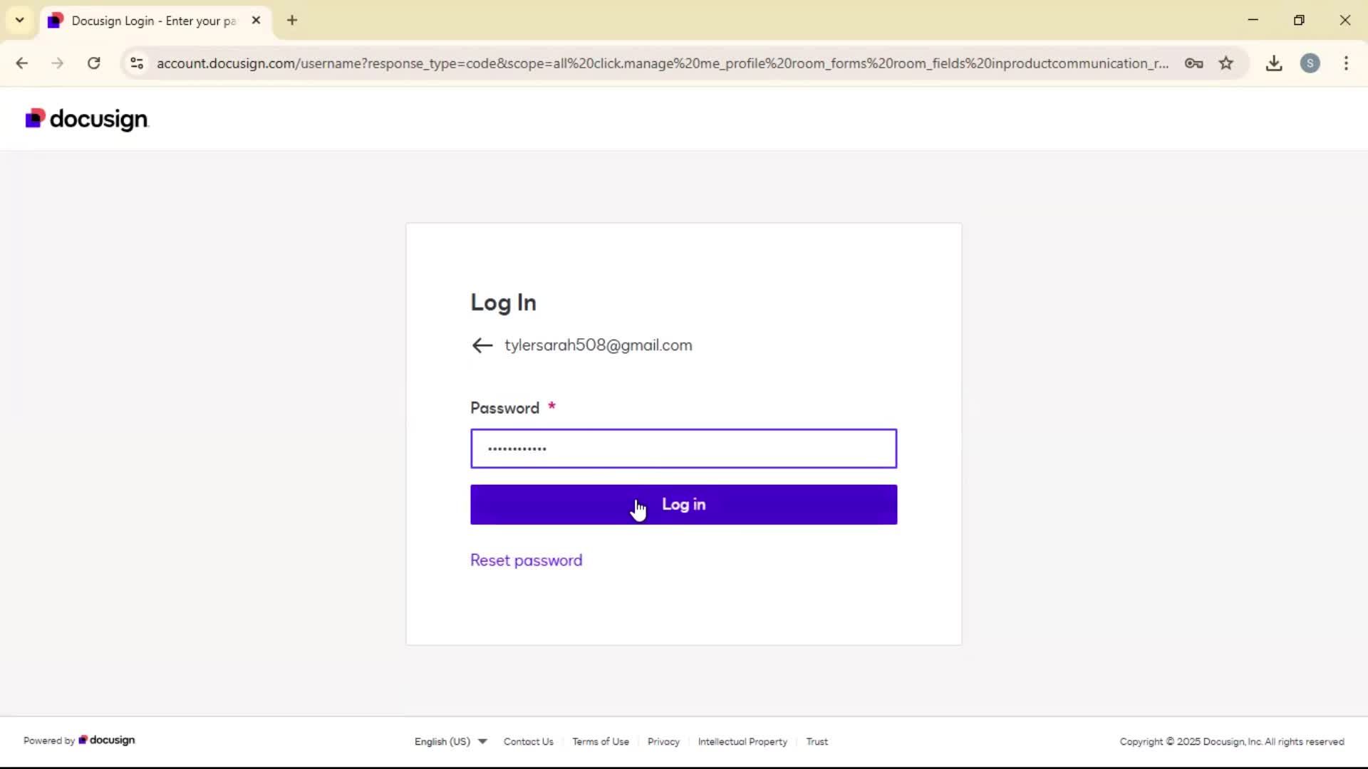 Logging in screenshot