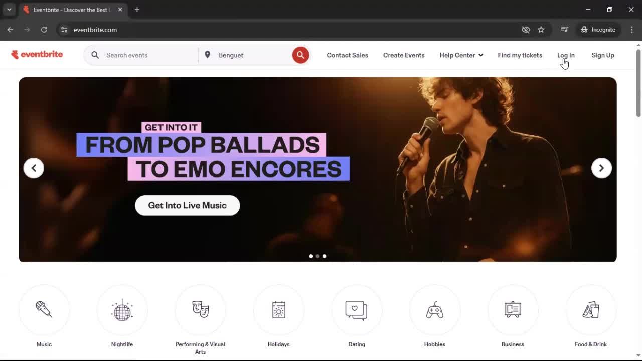 Logging in screenshot