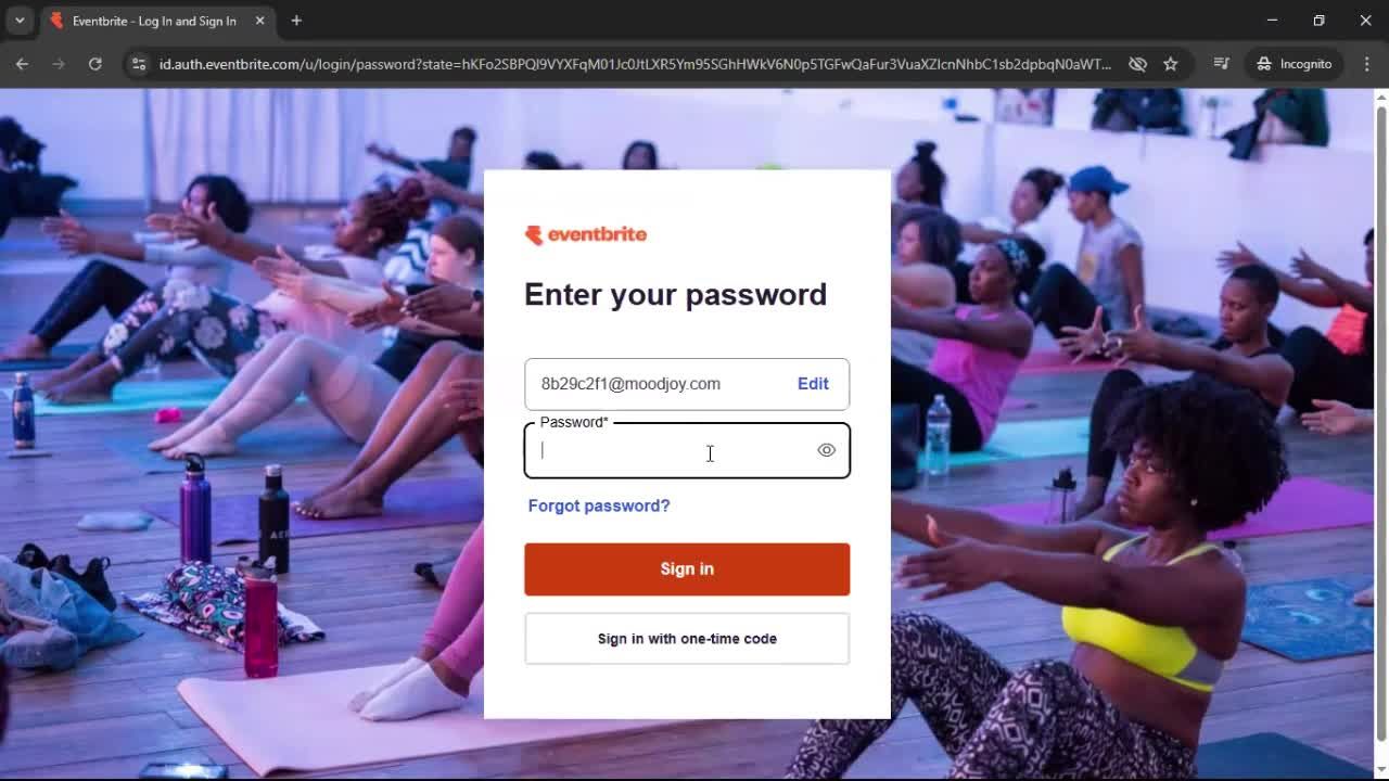 Logging in screenshot