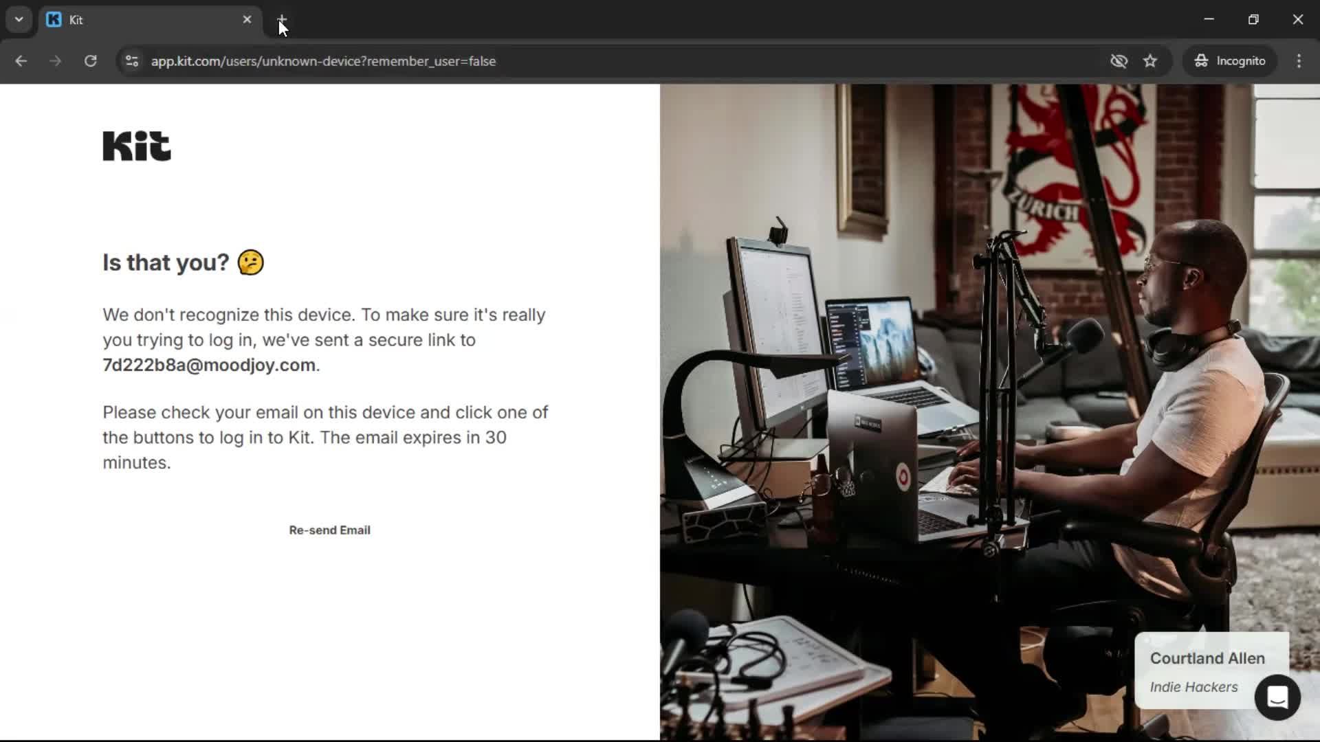 Logging in screenshot