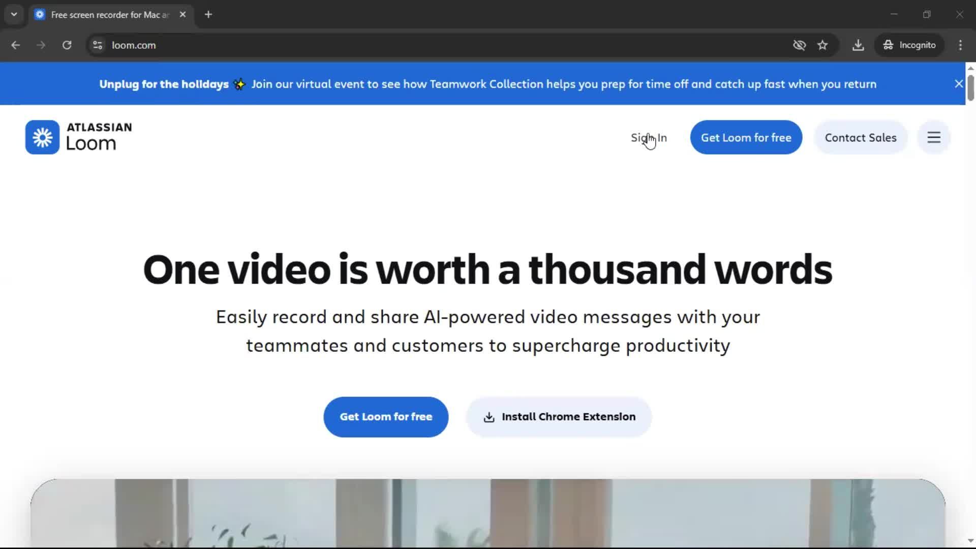 Logging in screenshot