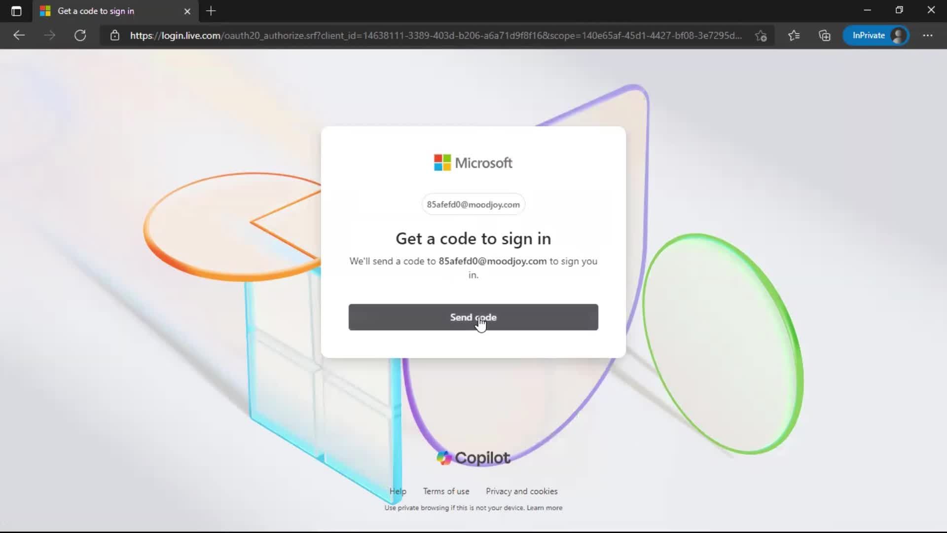 Logging in screenshot