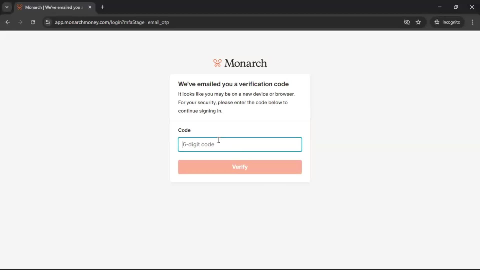 Logging in screenshot
