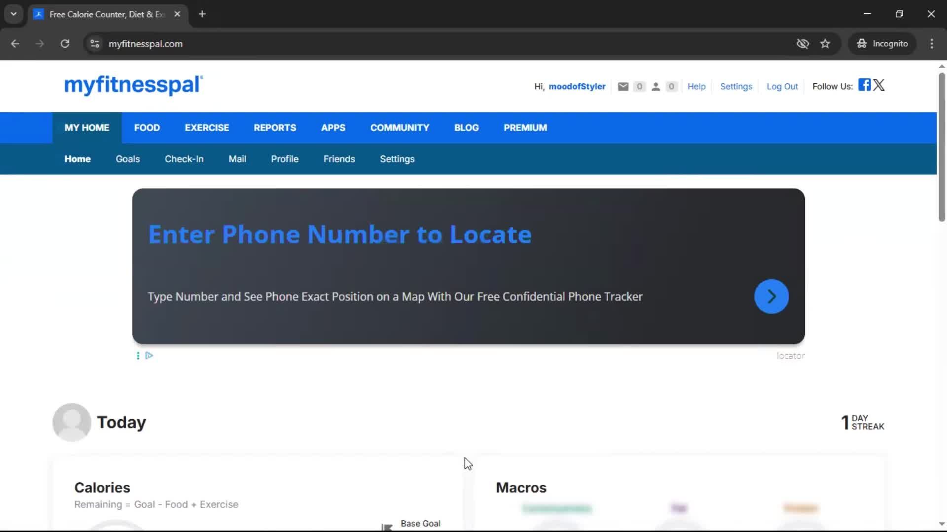 Logging in screenshot
