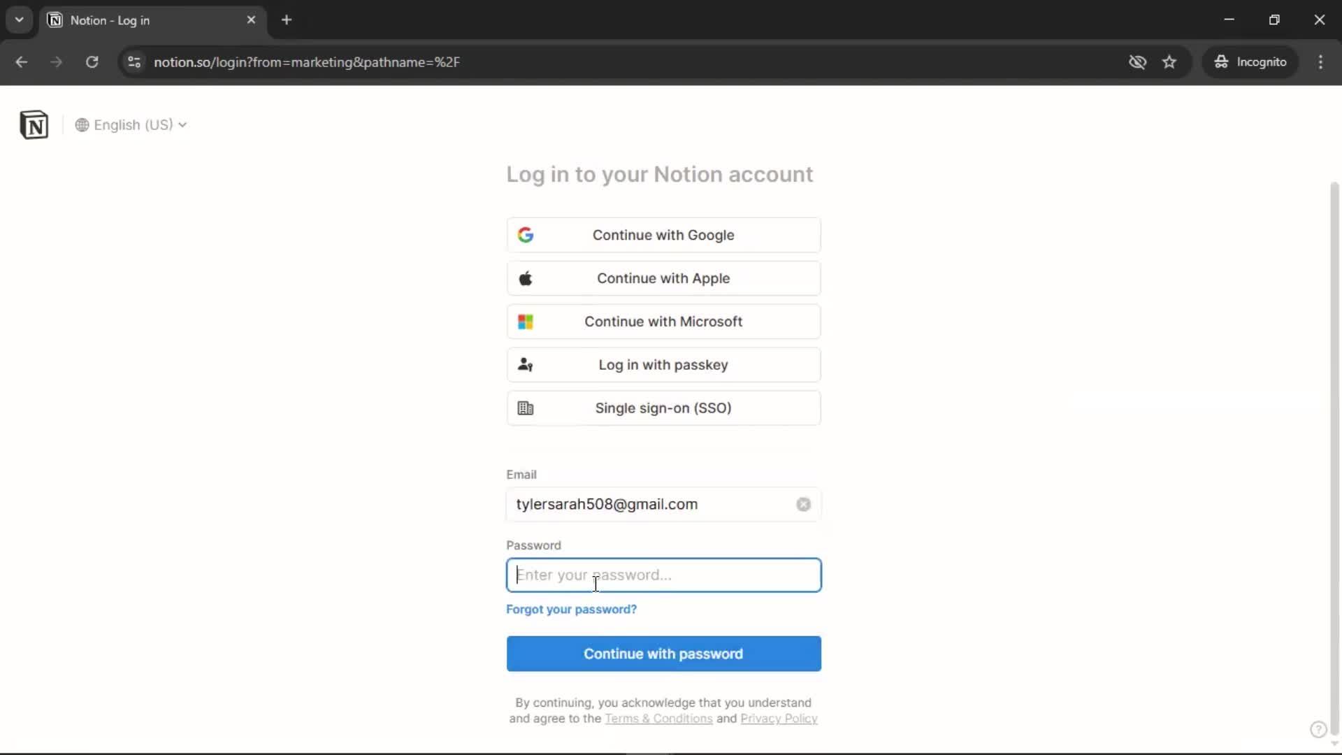 Logging in screenshot