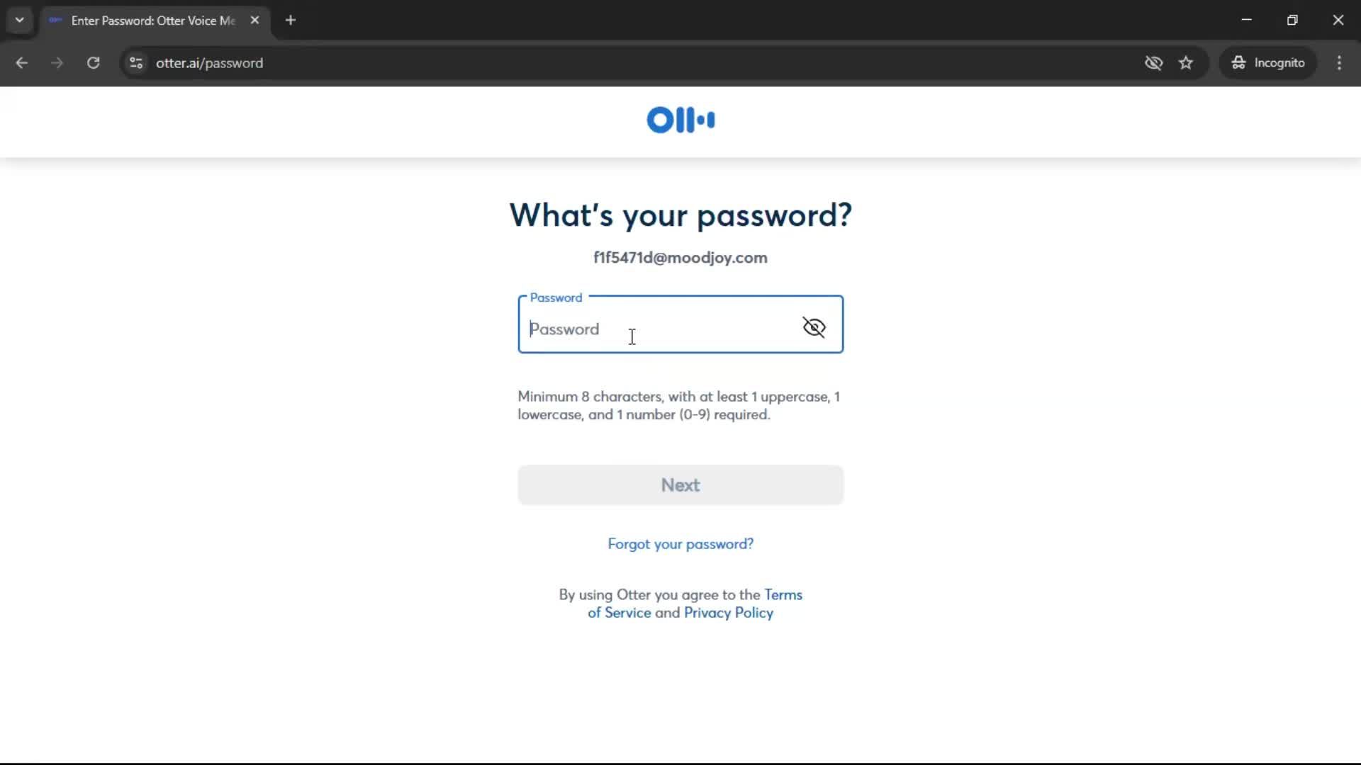Logging in screenshot