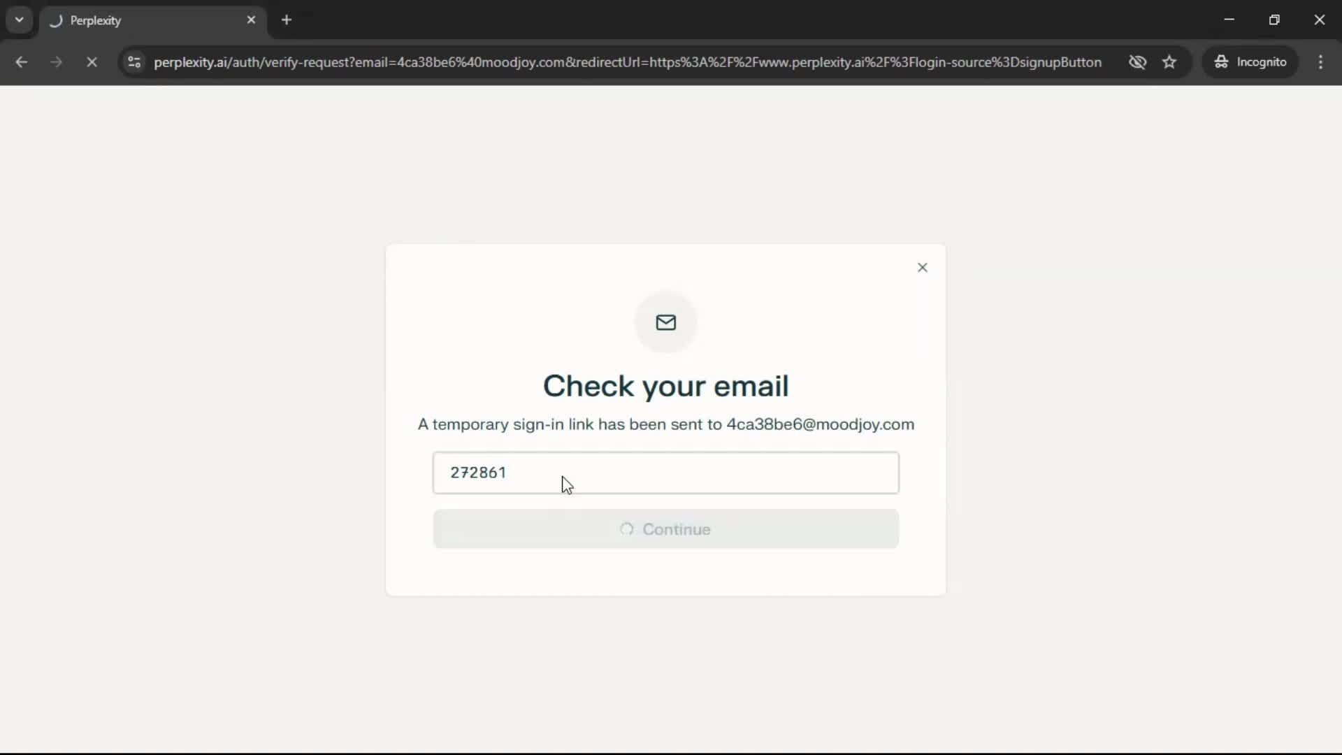 Logging in screenshot