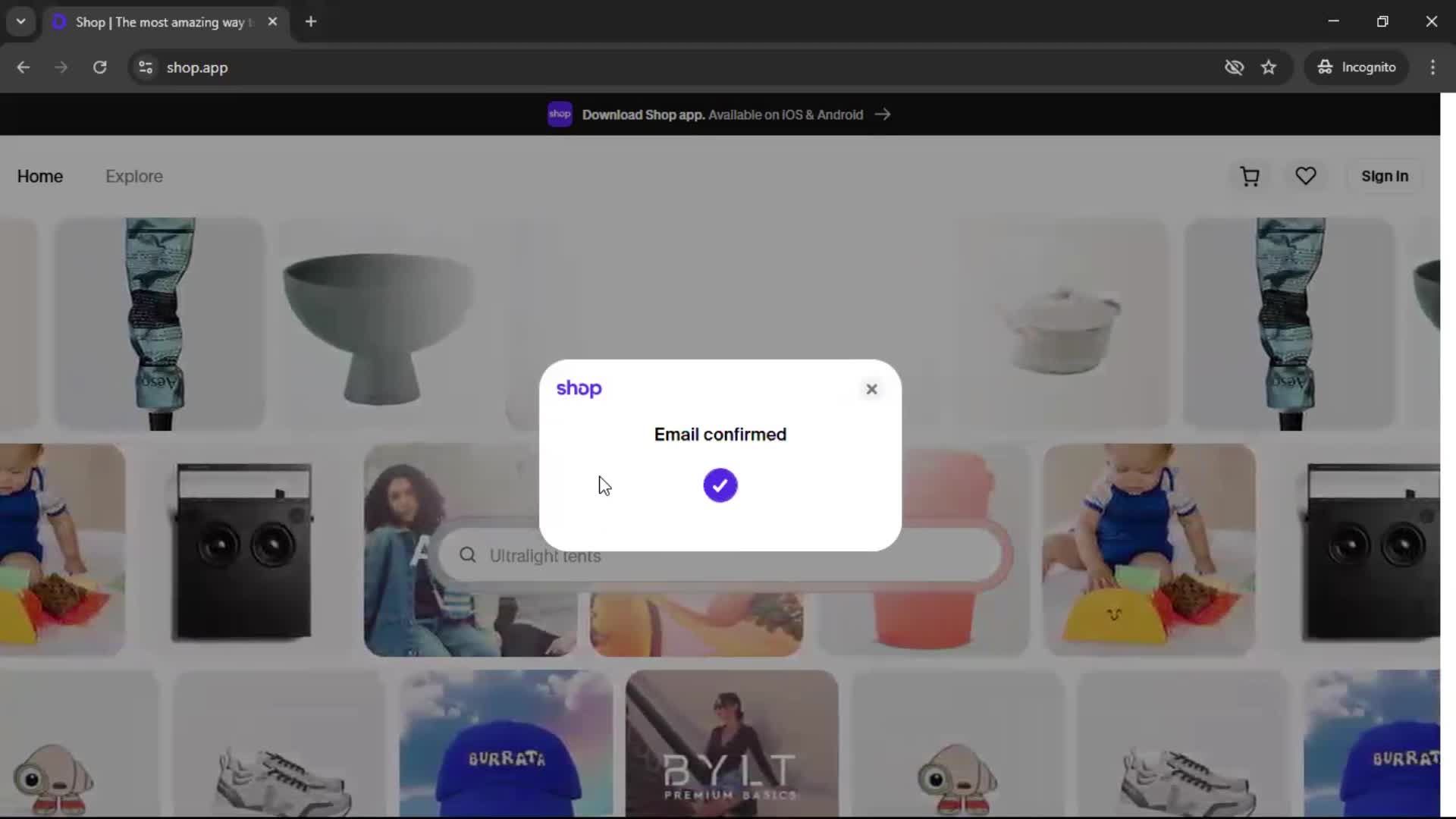 Logging in screenshot