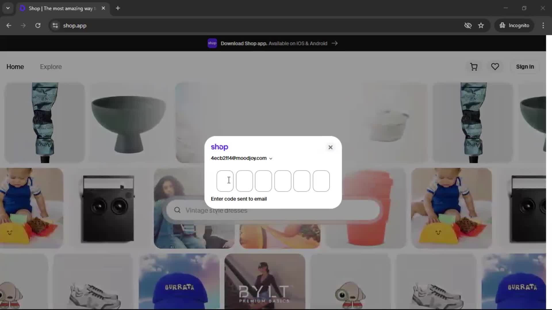 Logging in screenshot