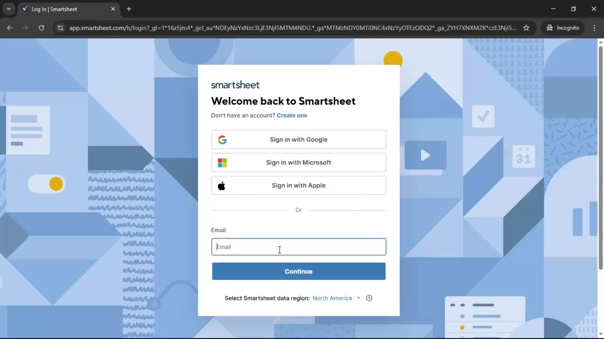 Logging in screenshot