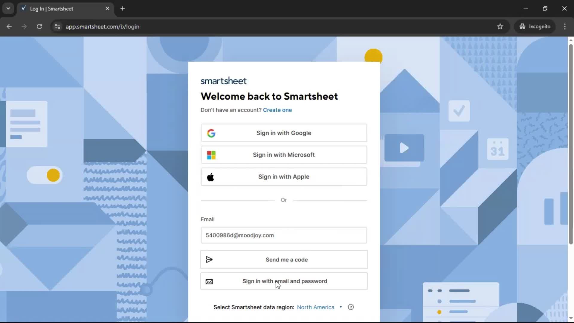 Logging in screenshot