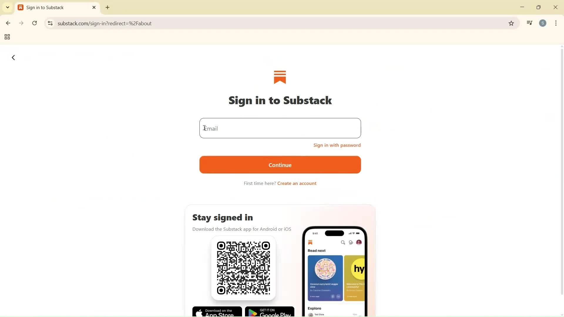 Logging in screenshot