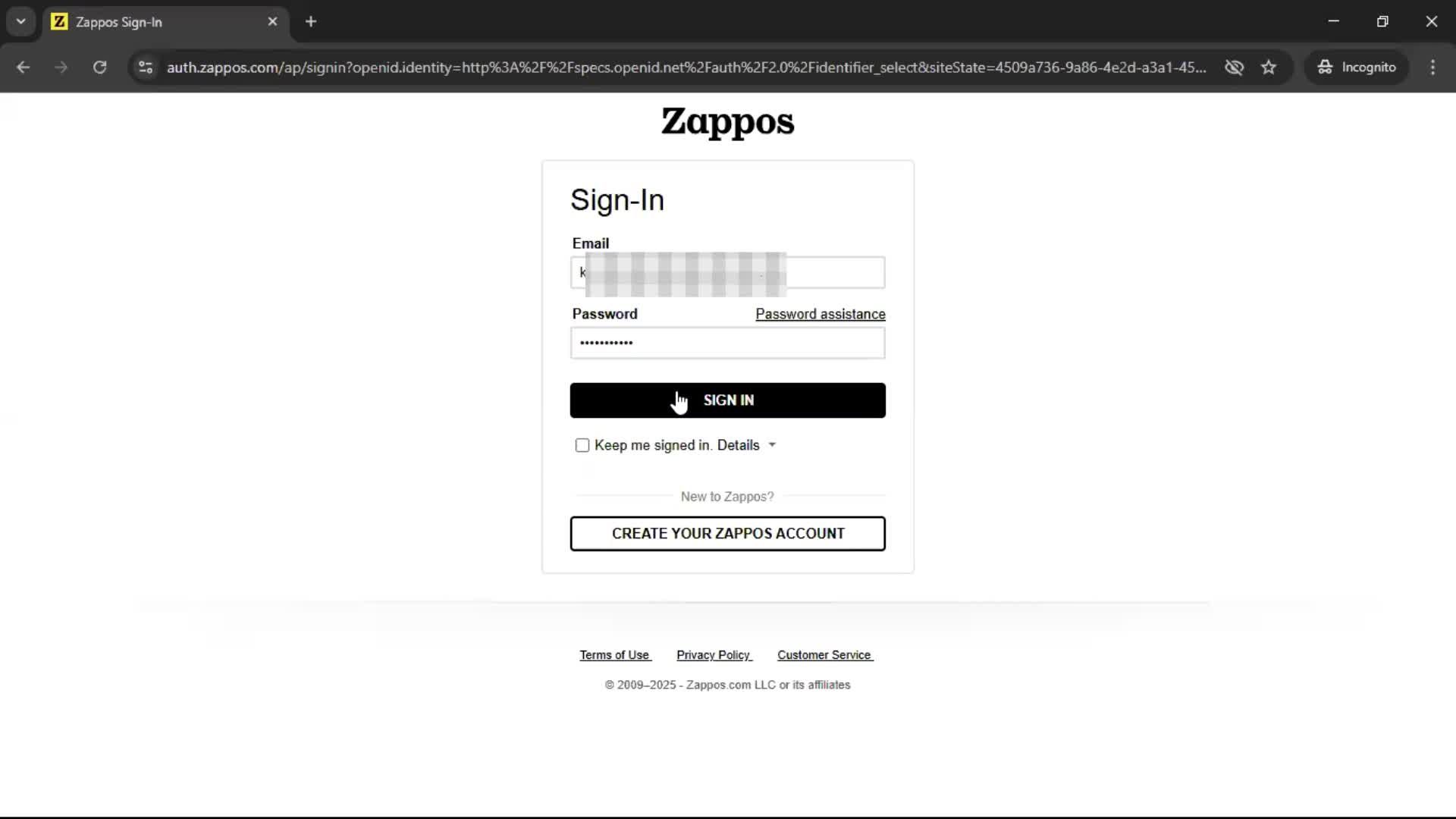Logging in screenshot
