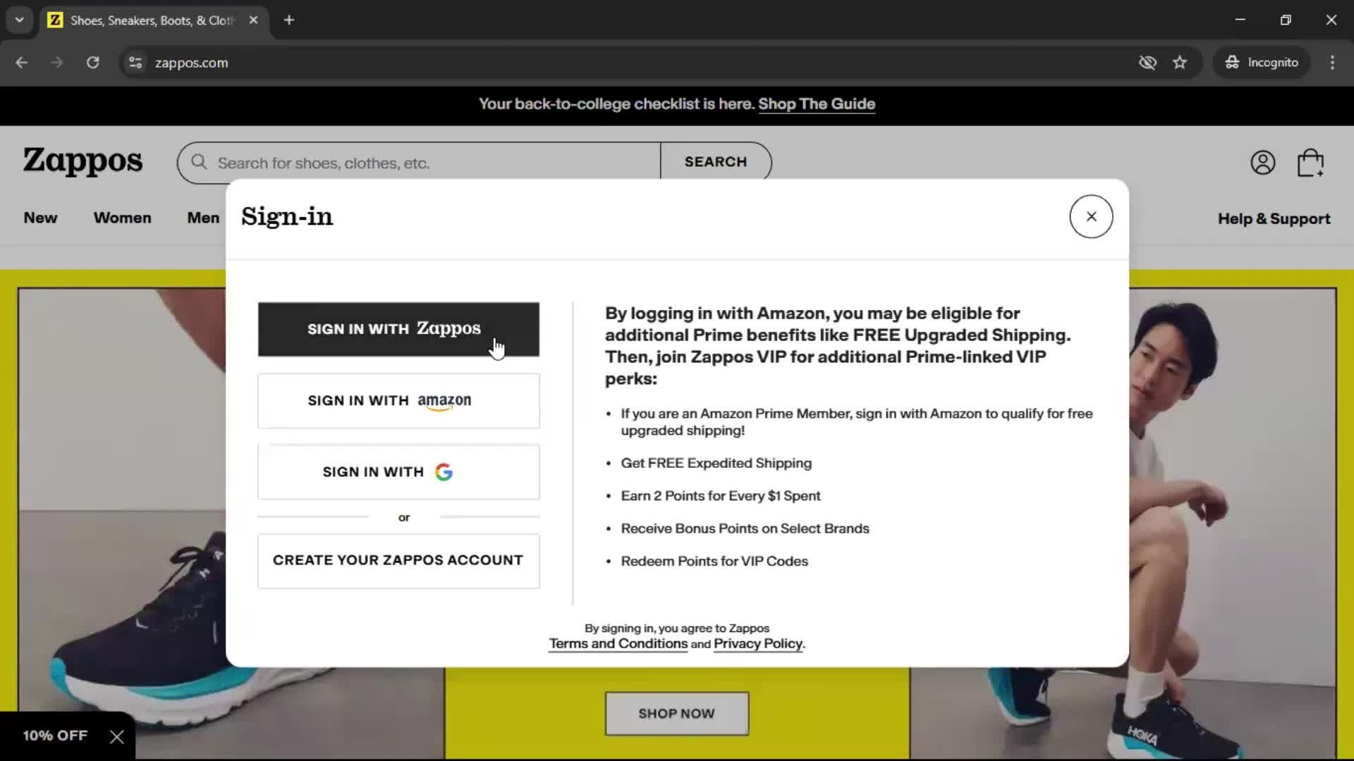 Logging in on Zappos video thumbnail