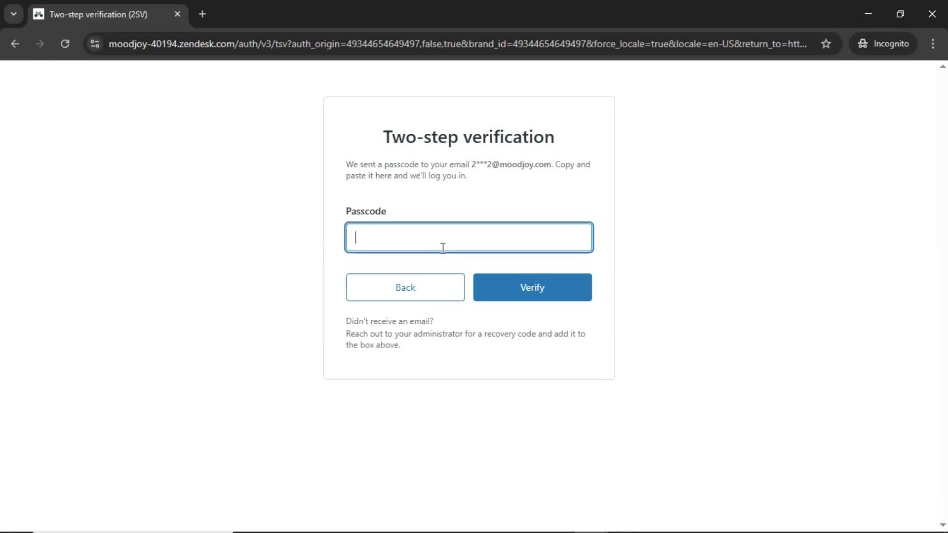 Logging in screenshot