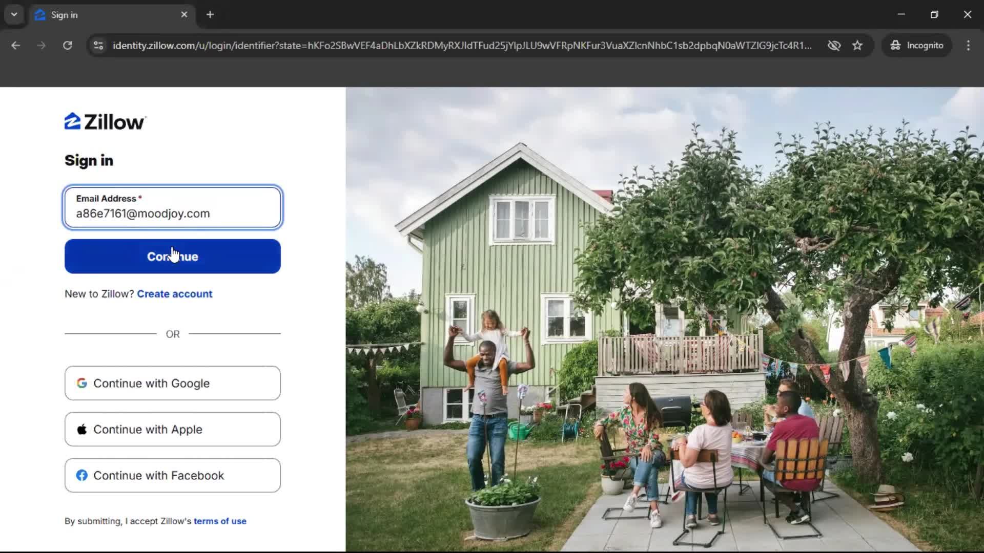 Logging in screenshot