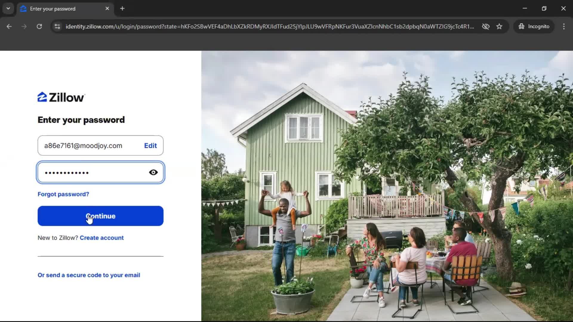 Logging in screenshot