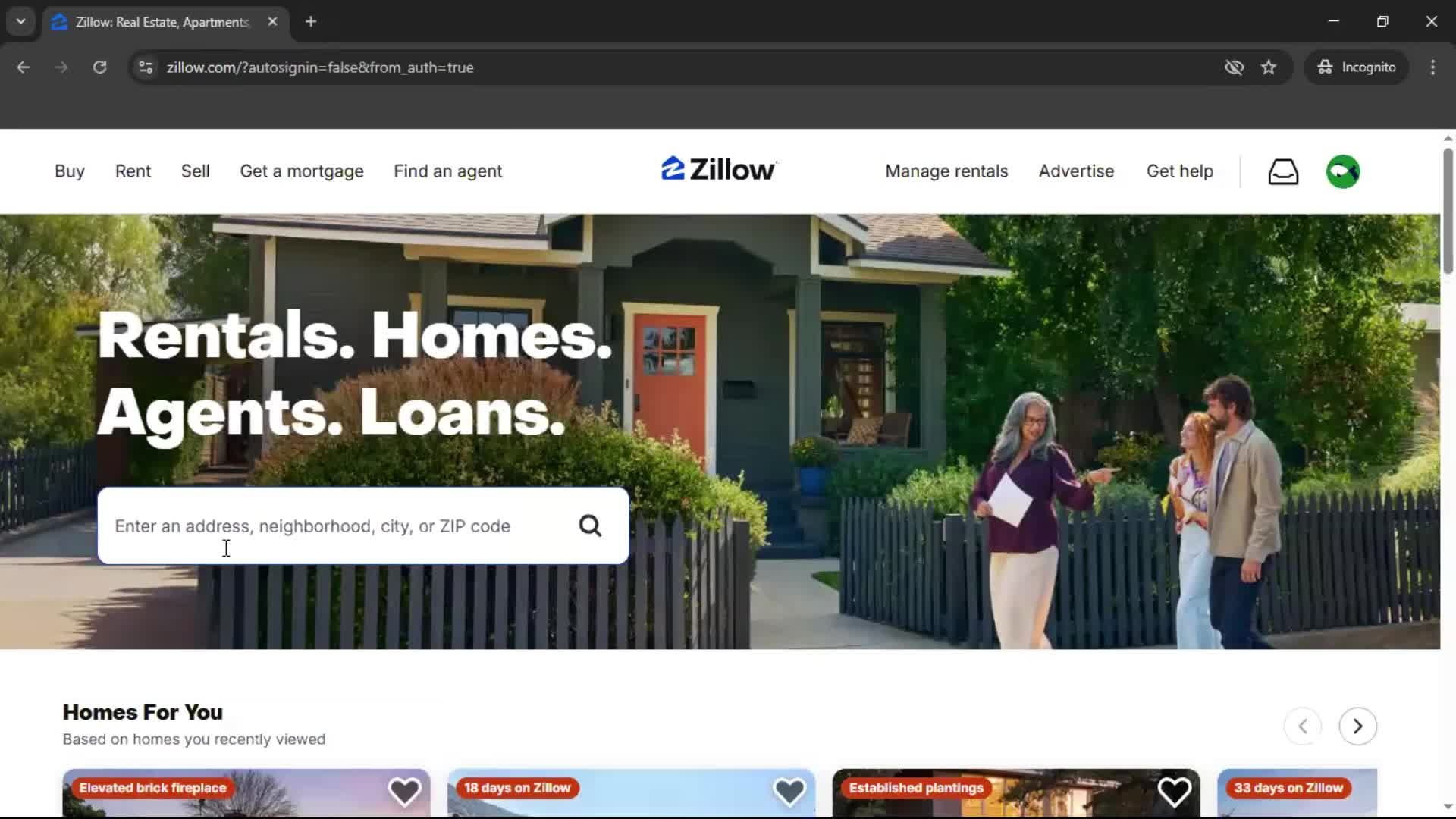 Logging in screenshot