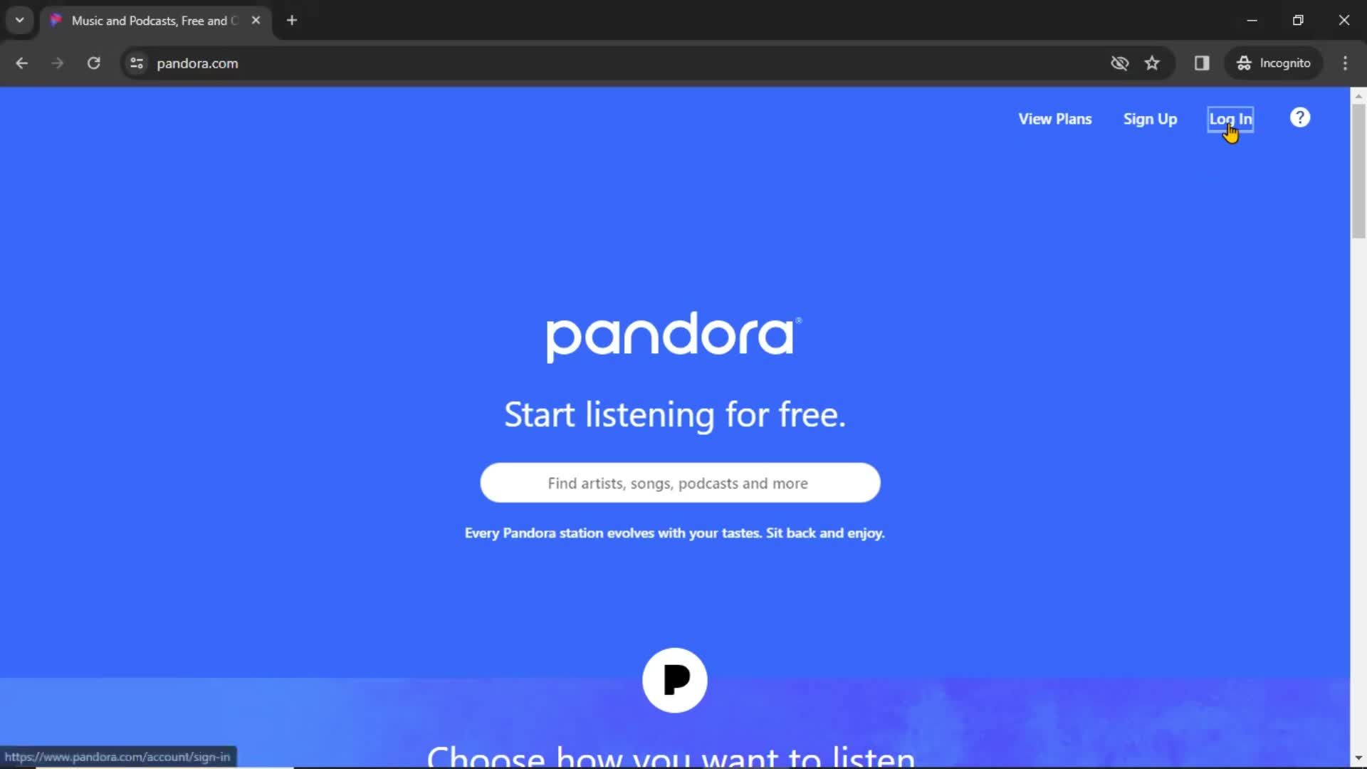 Logging in on Pandora video thumbnail