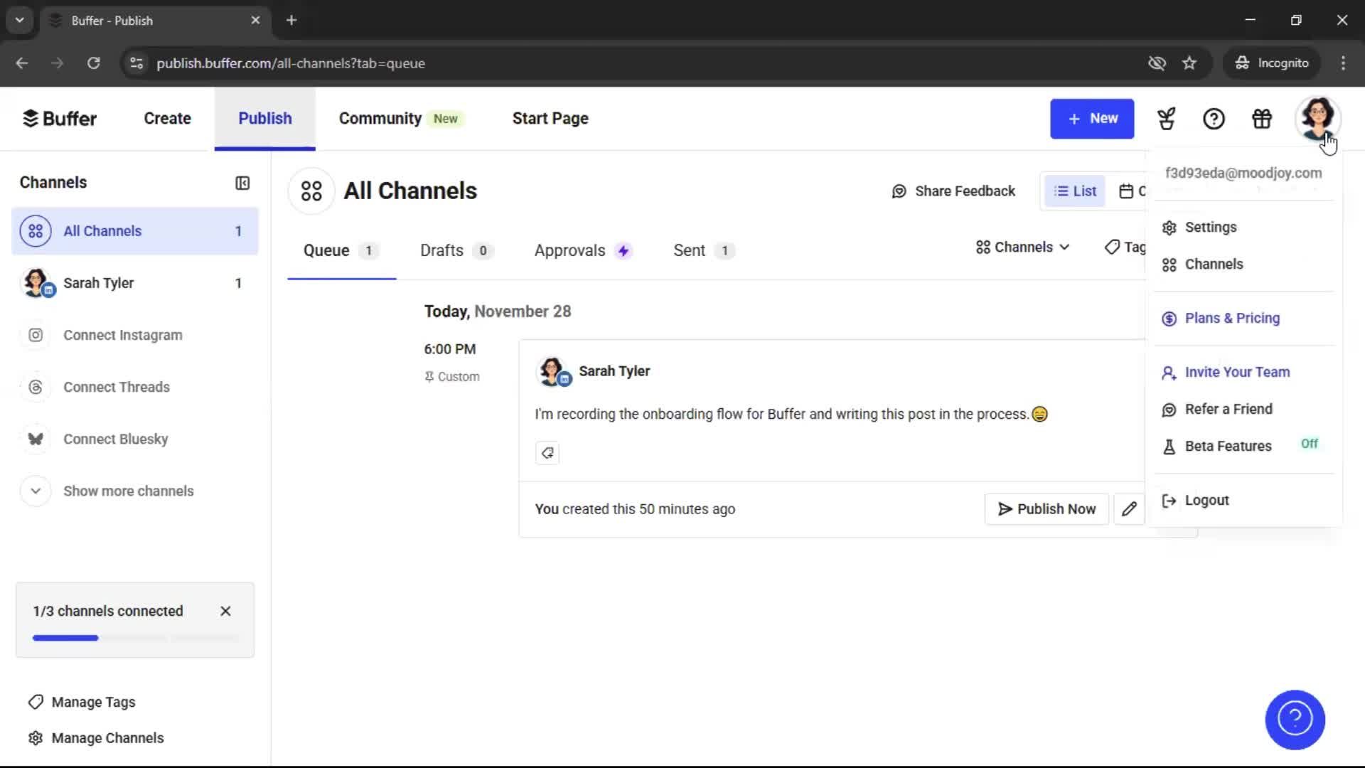 Logging out on Buffer video thumbnail