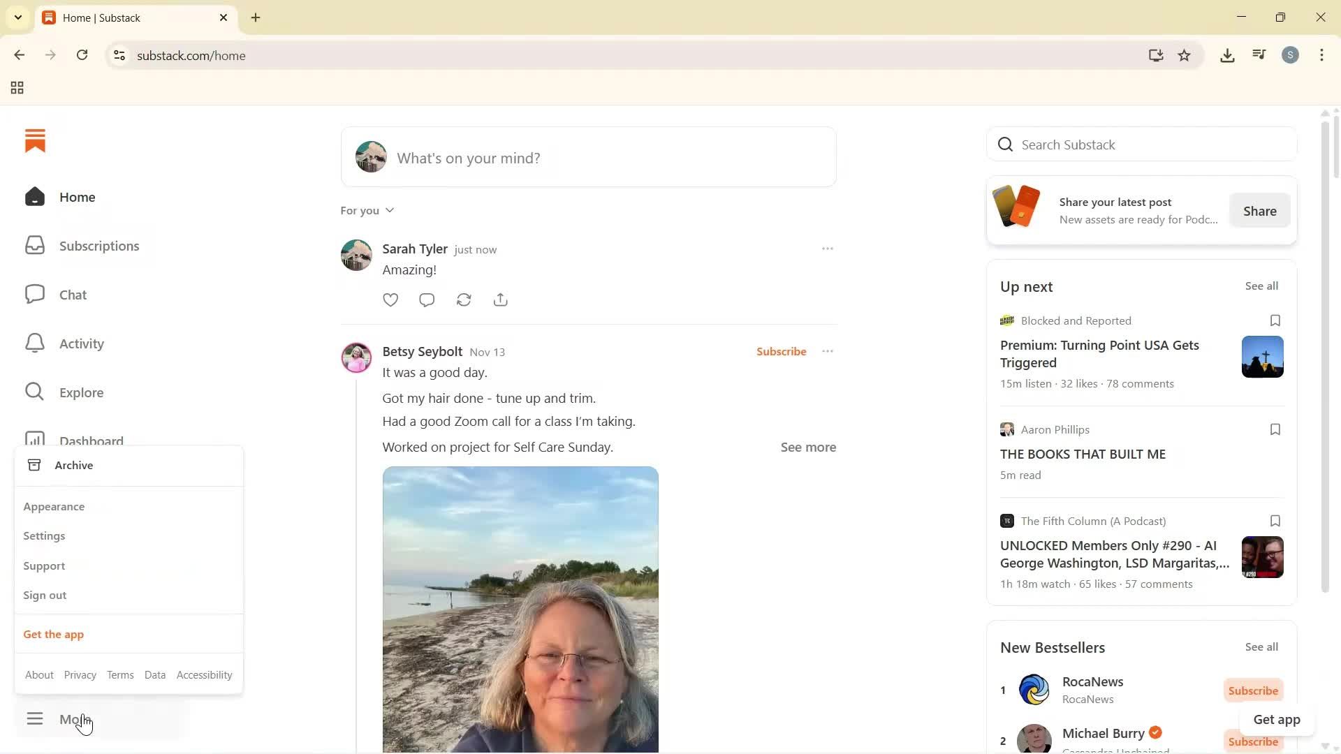 Logging out screenshot