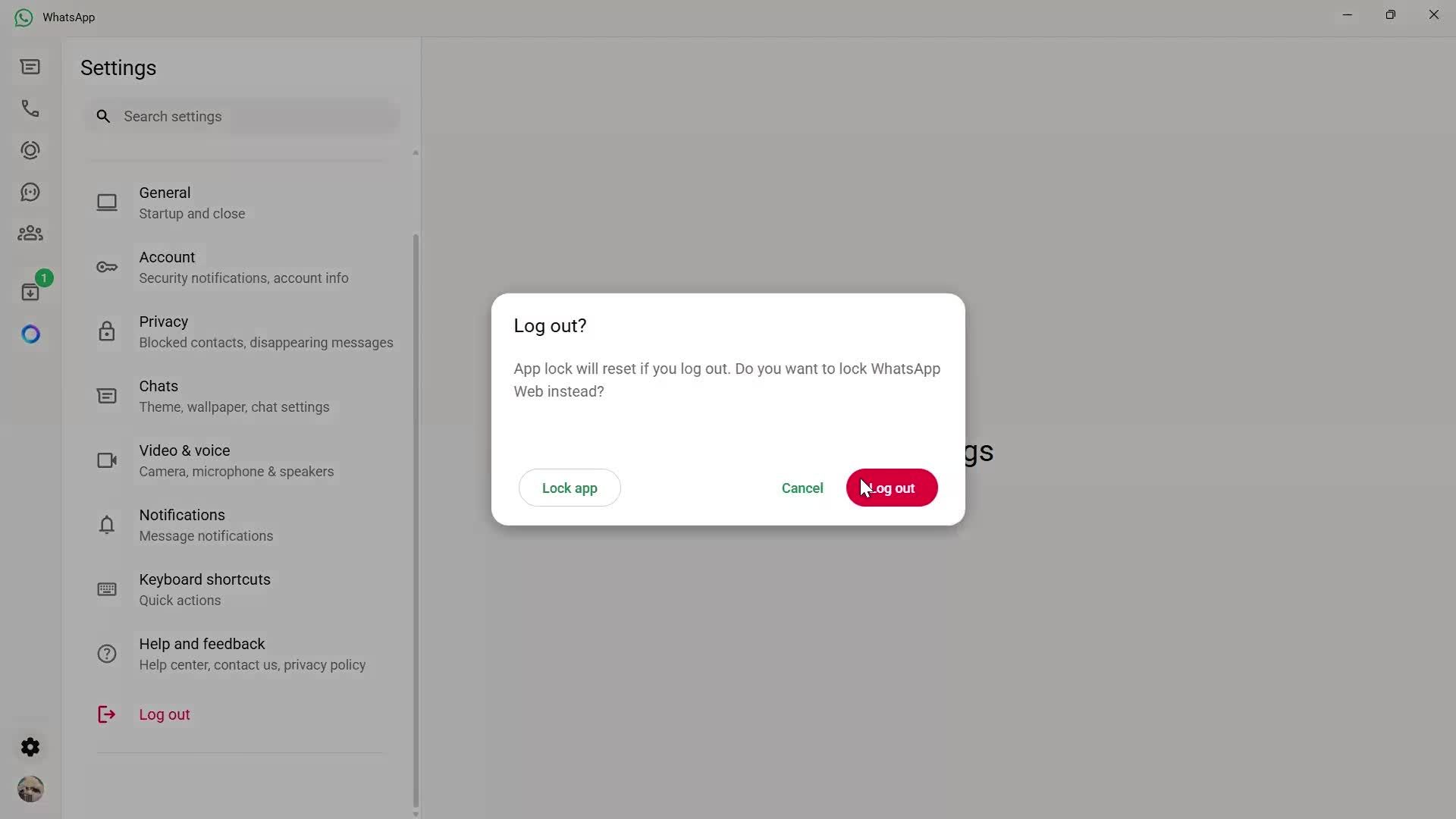 Logging out screenshot