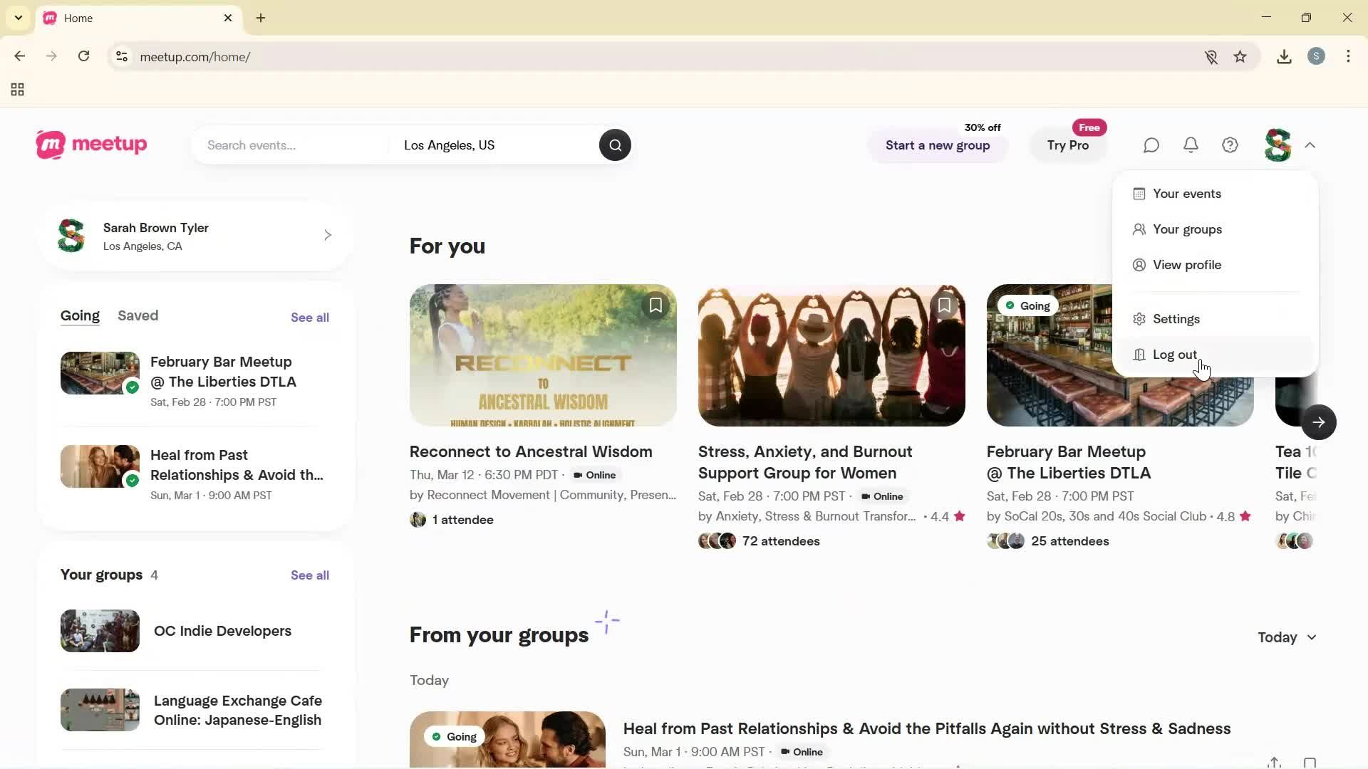 Logging out on Meetup video thumbnail