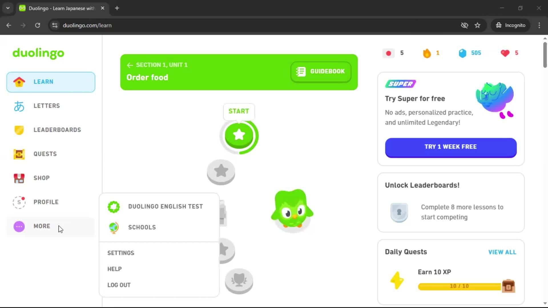 Logging out screenshot