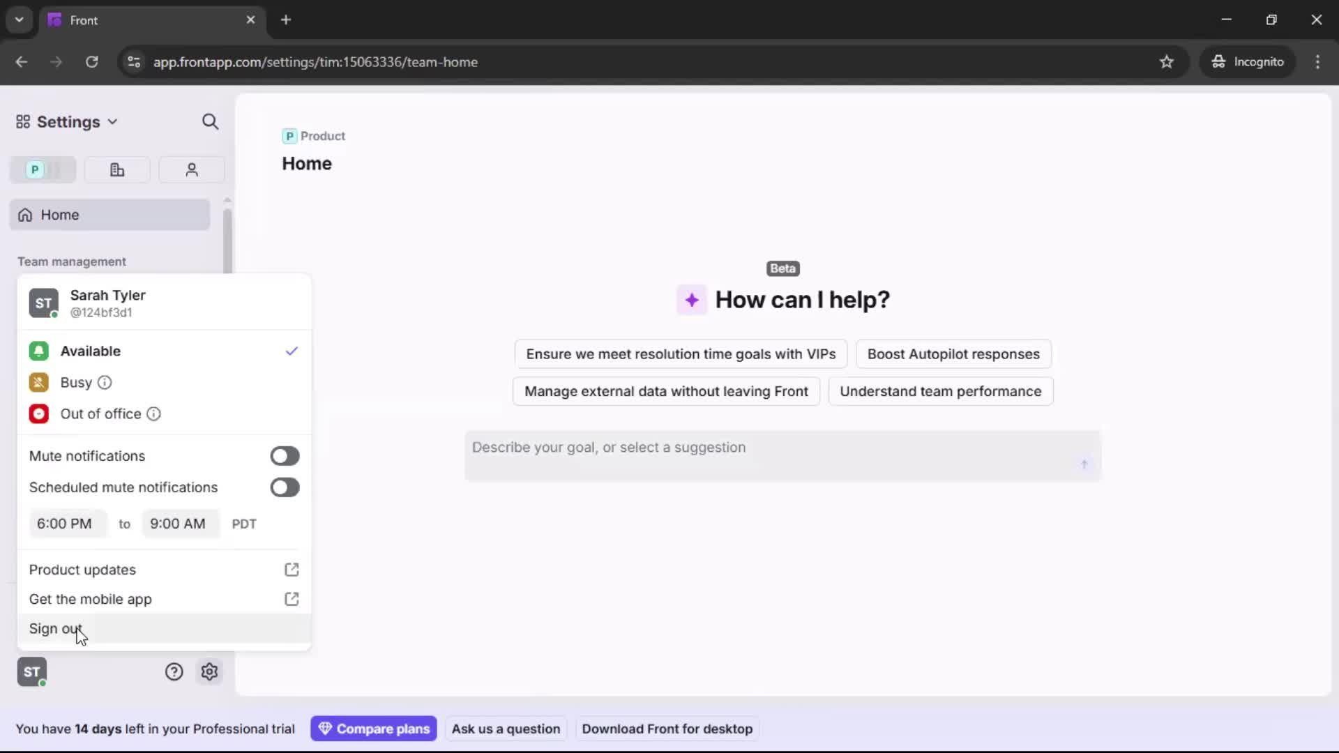 Logging out screenshot