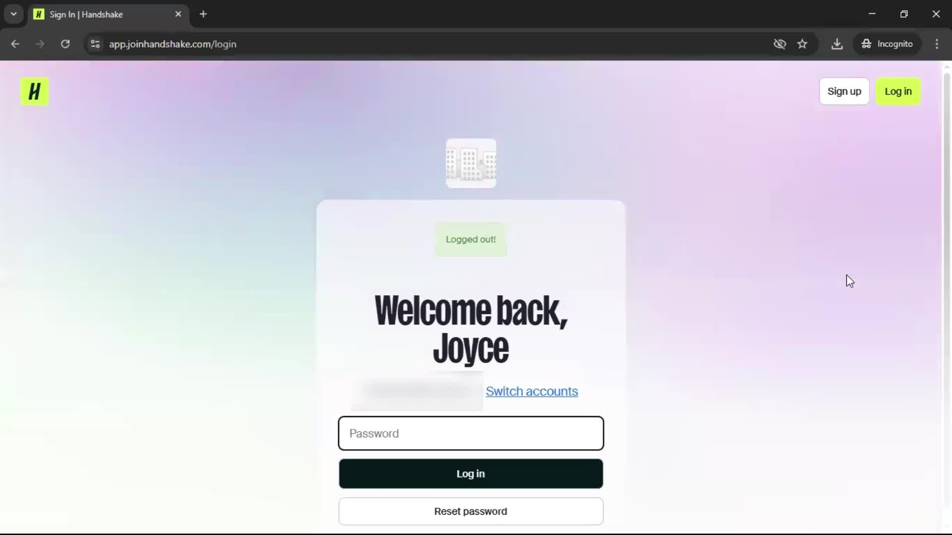 Logging out on Handshake video thumbnail