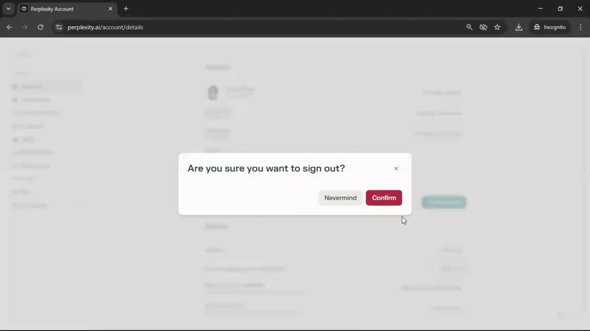 Logging out screenshot