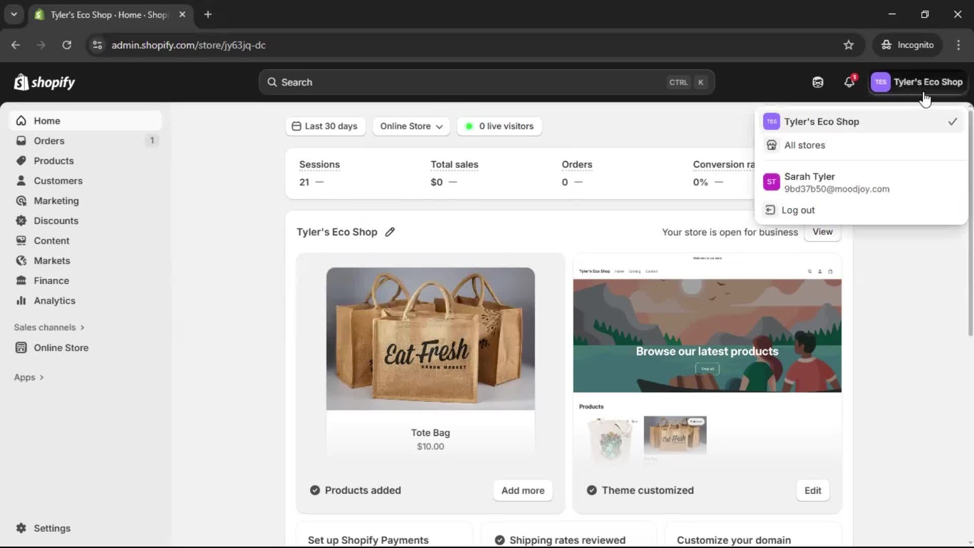 Logging out on Shopify video thumbnail