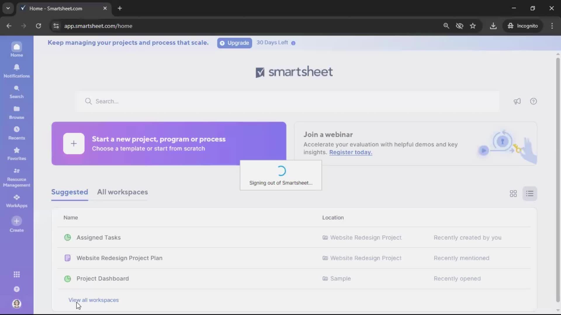 Logging out screenshot