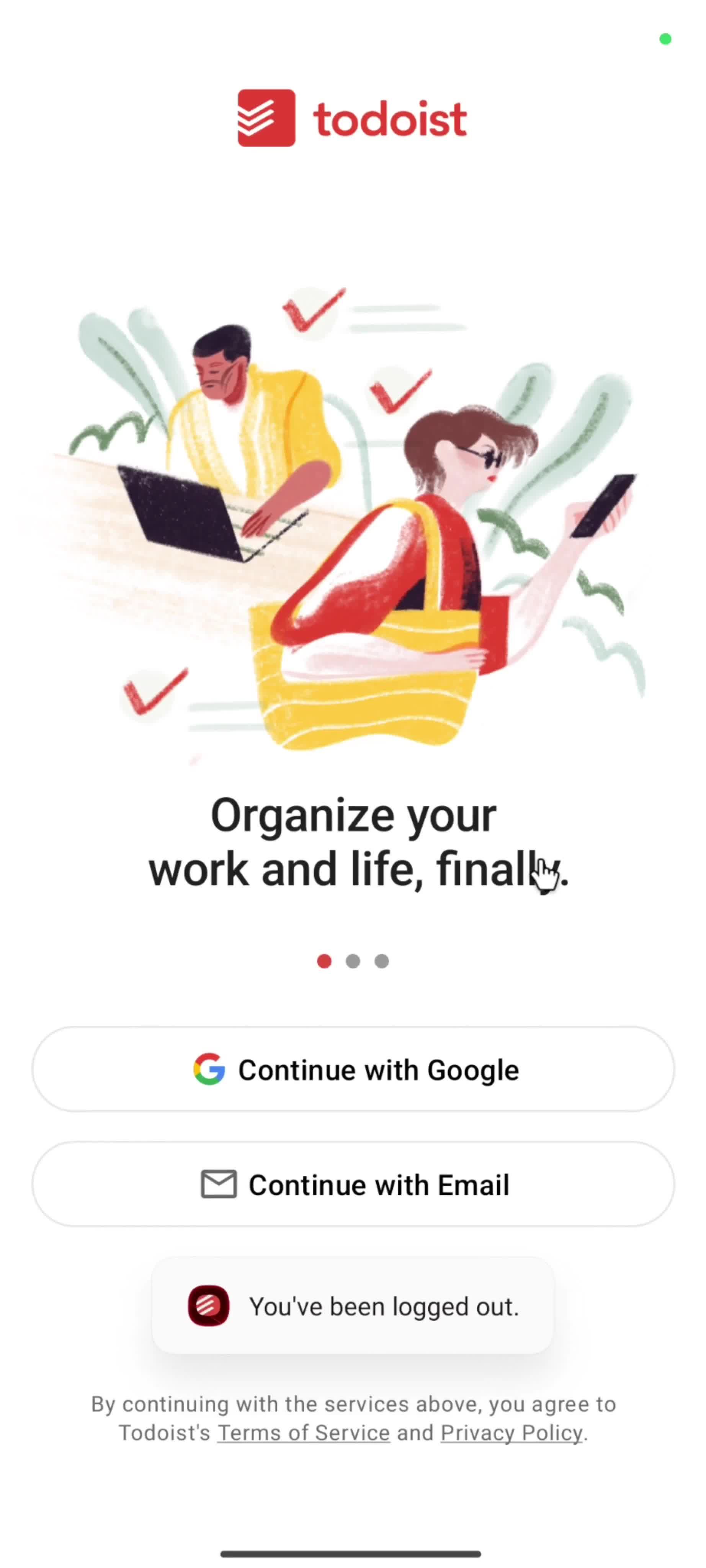 Logging out screenshot