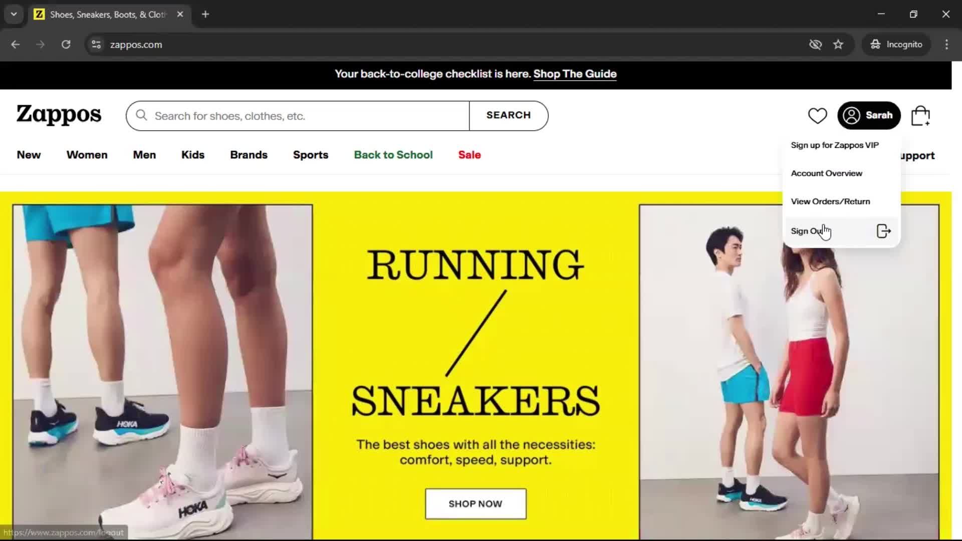 Logging out on Zappos video thumbnail