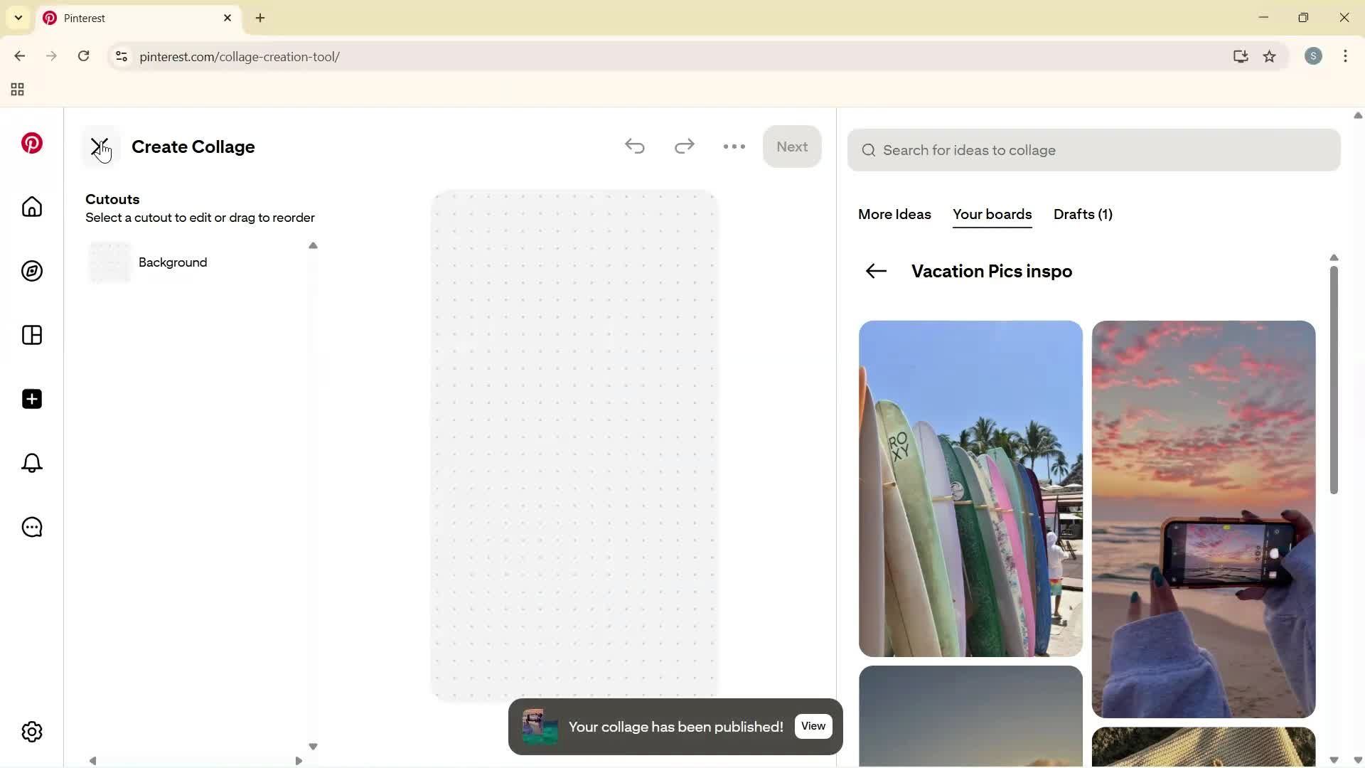 Creating a board screenshot