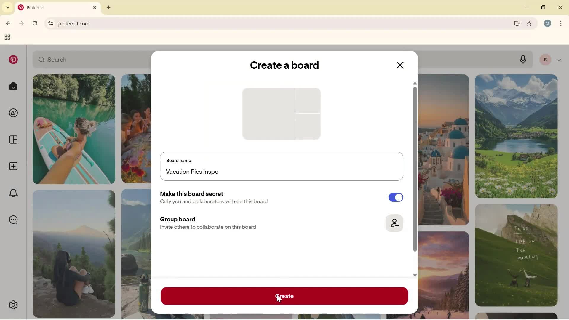 Creating a board screenshot