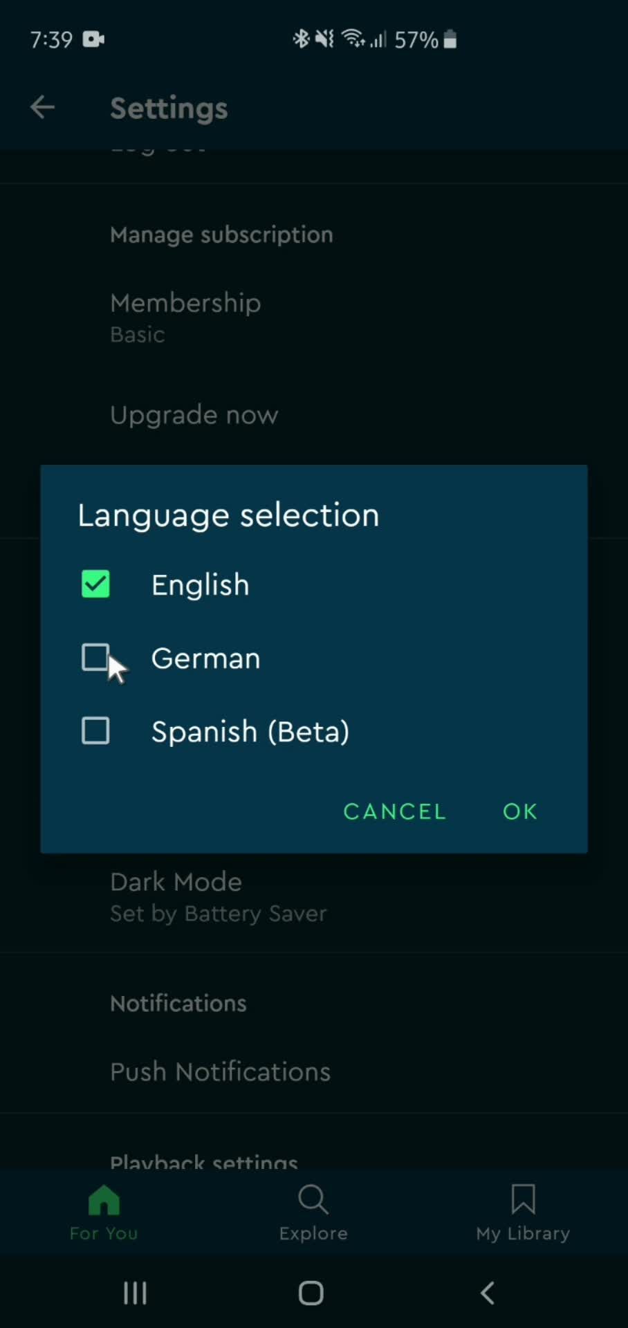 Settings screenshot