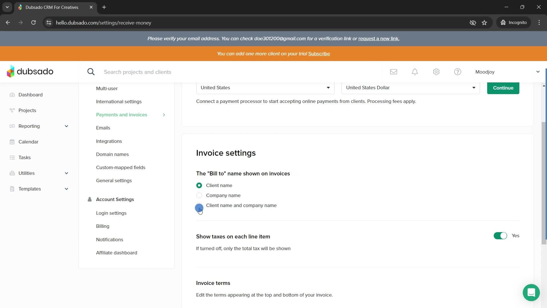 Settings screenshot