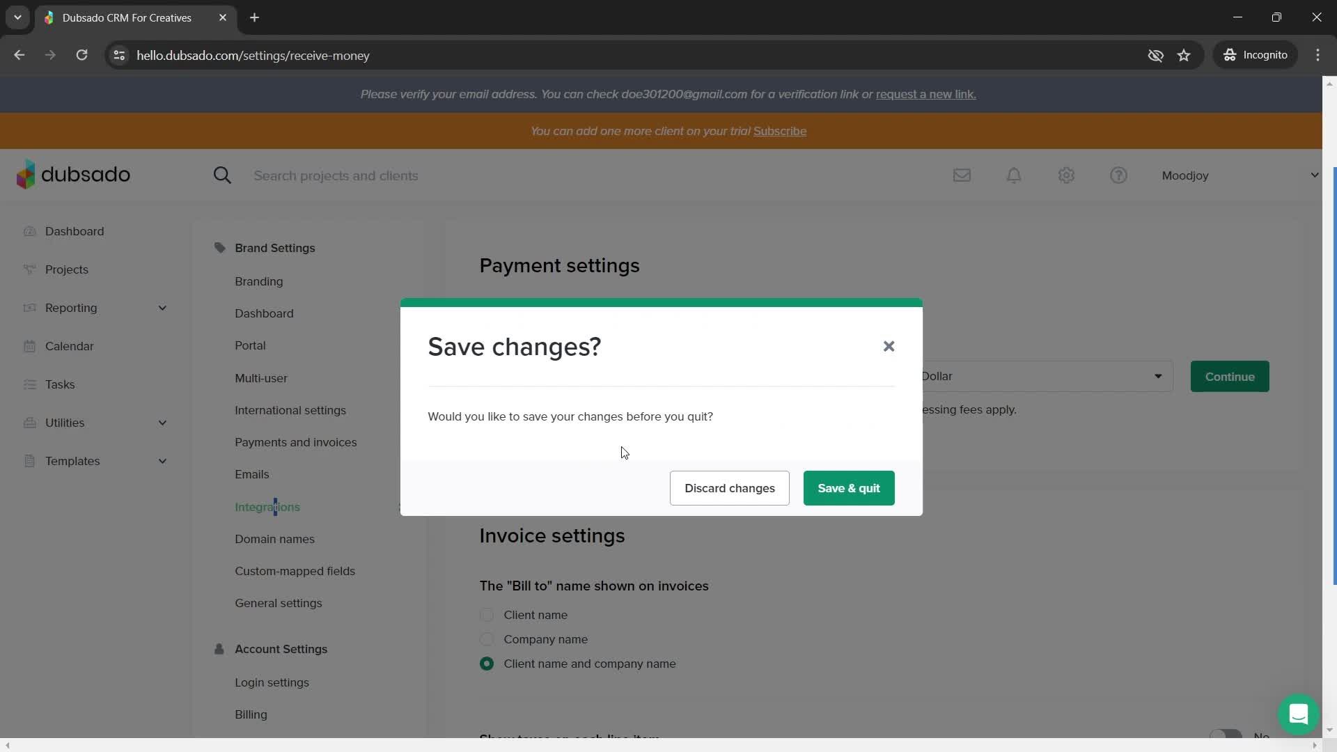 Settings screenshot