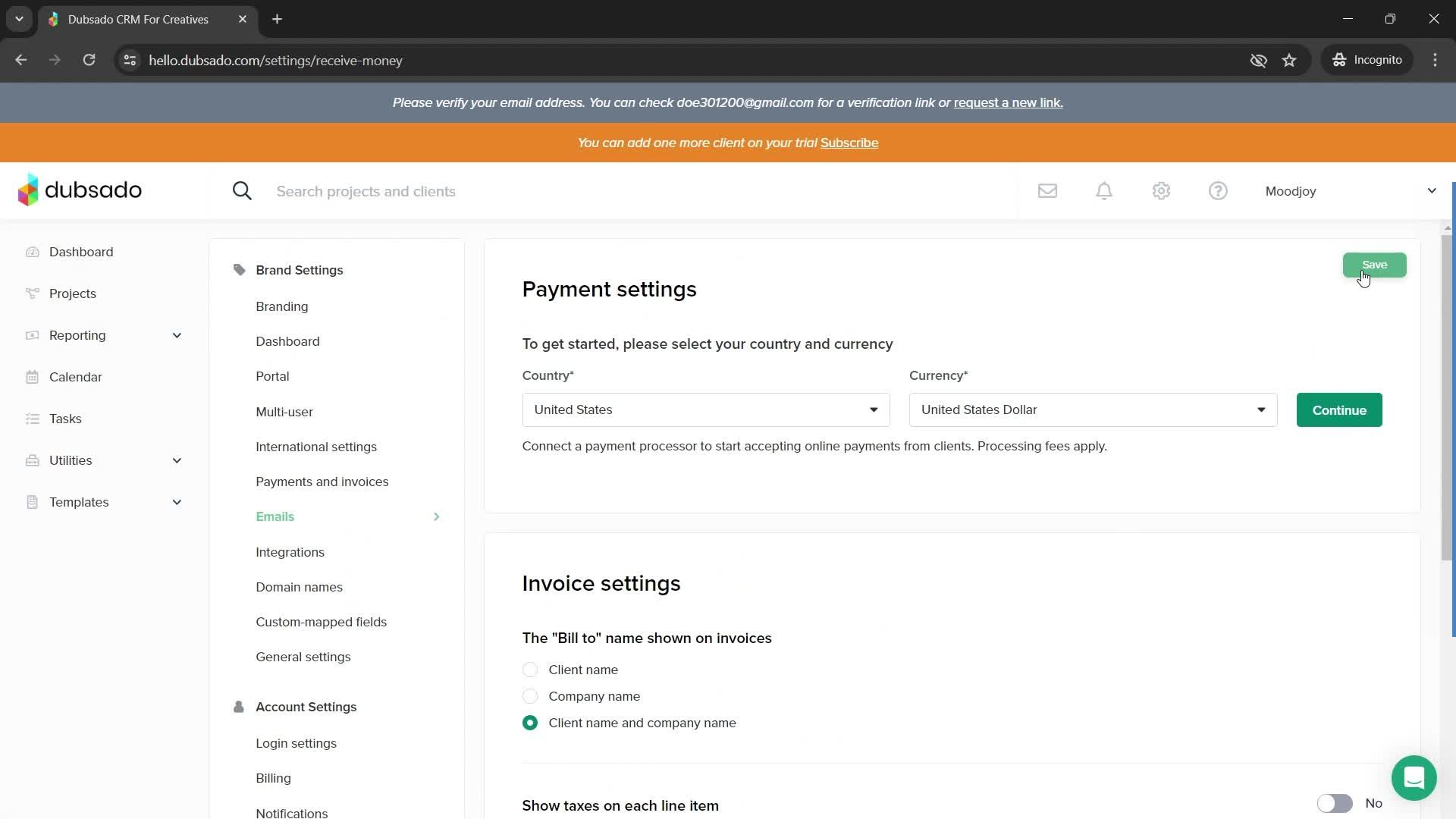 Settings screenshot