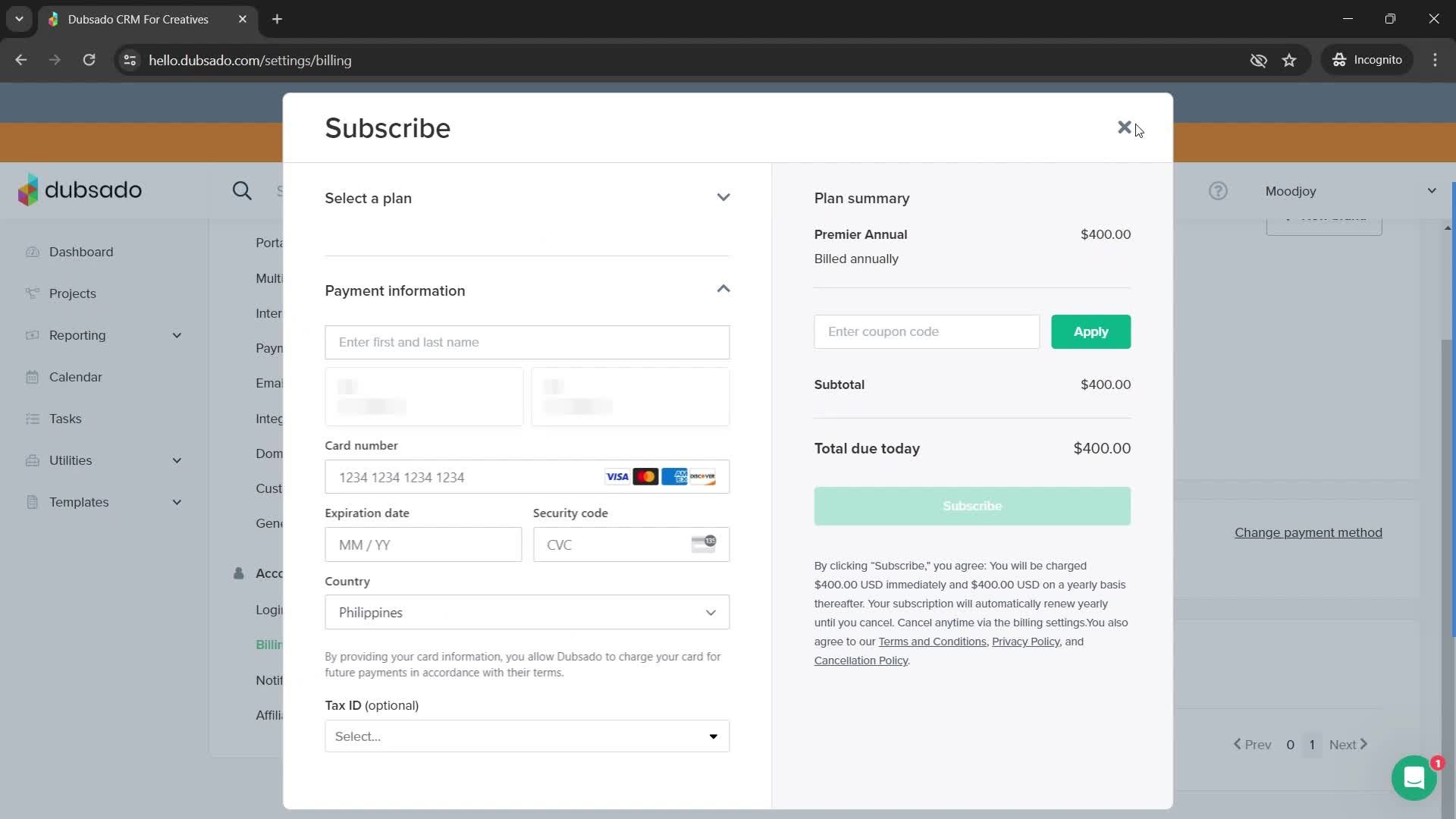 Settings screenshot