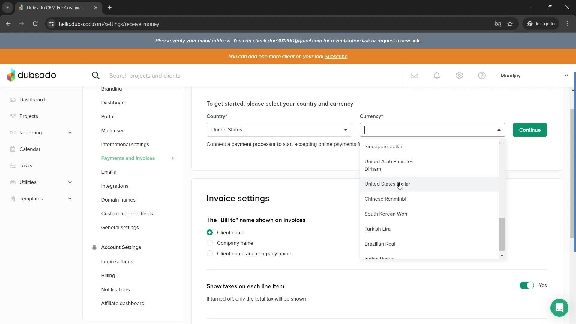 Settings screenshot