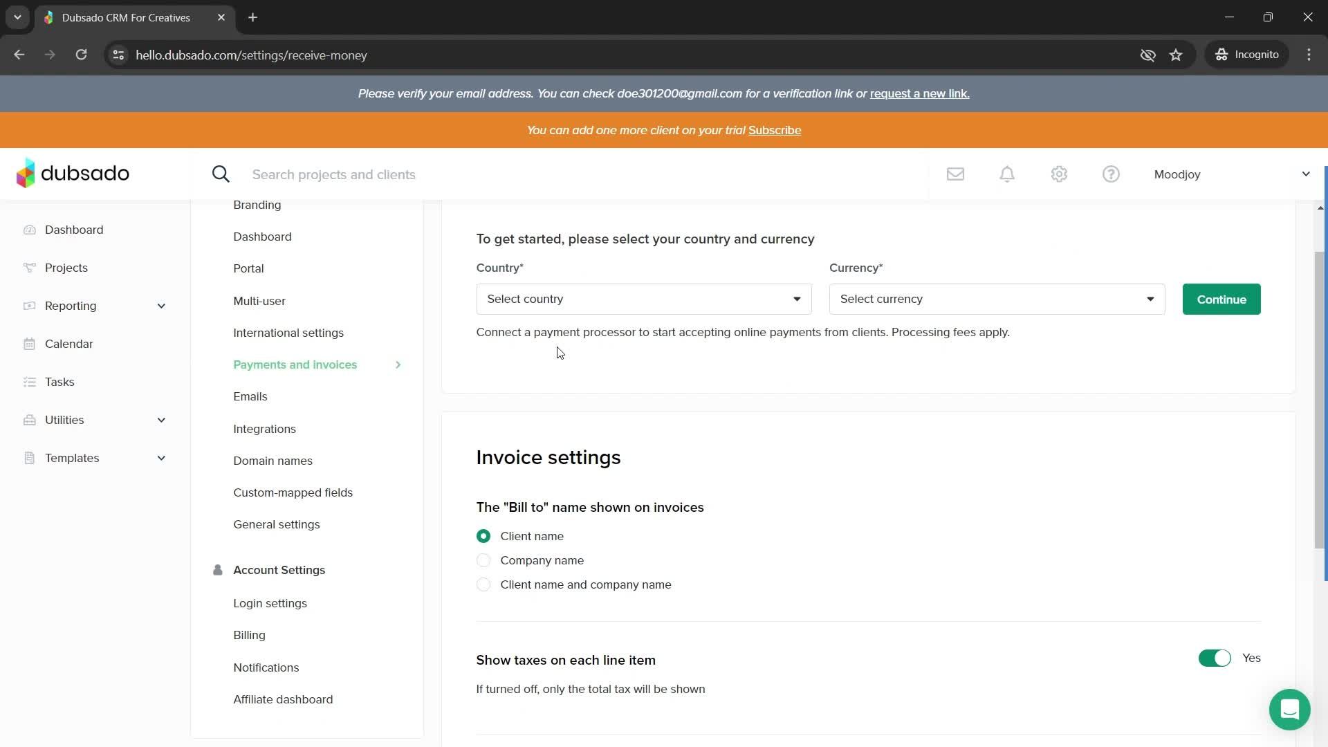 Settings screenshot