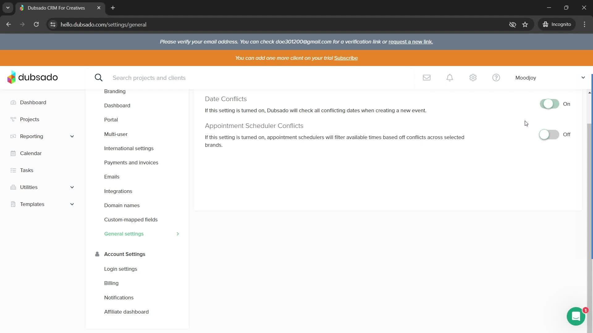 Settings screenshot