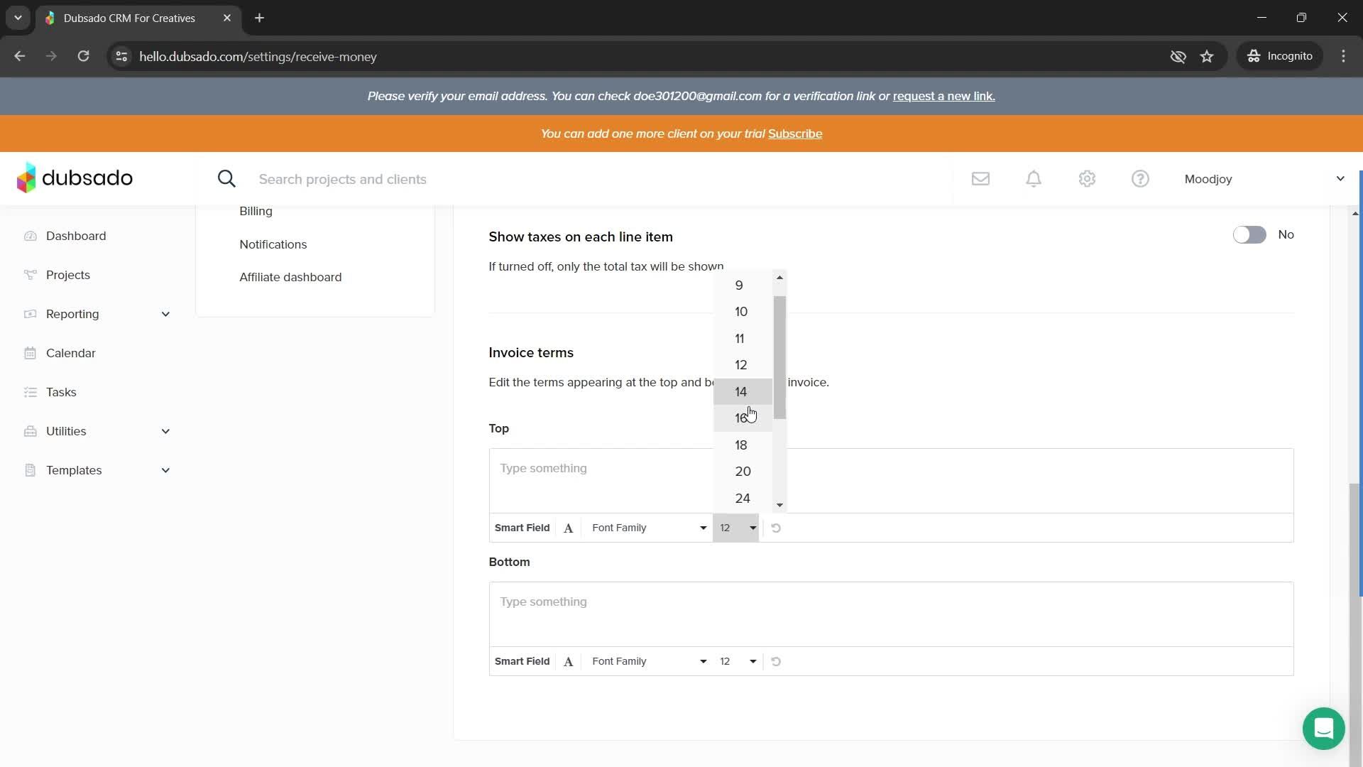 Settings screenshot