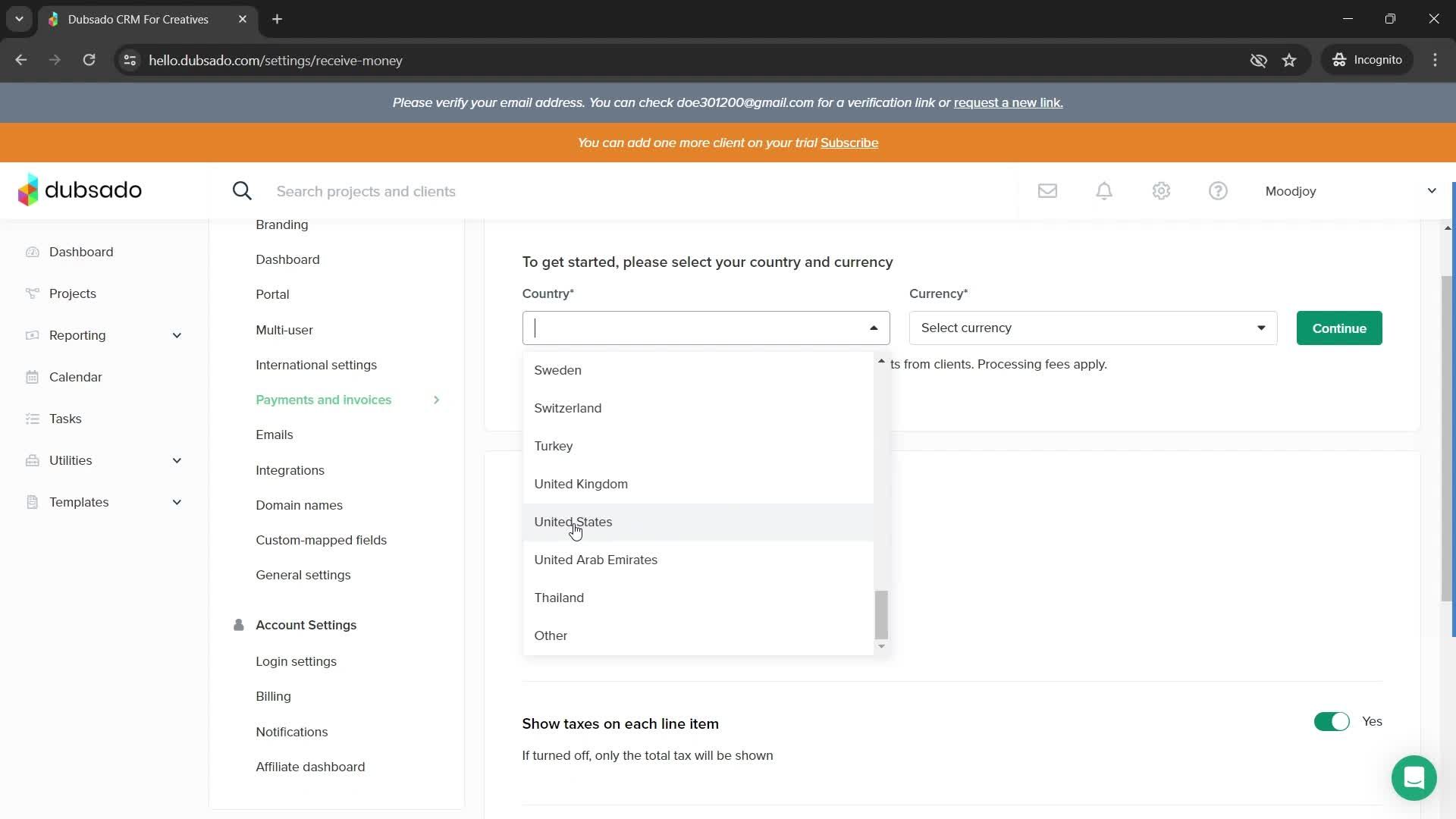 Settings screenshot