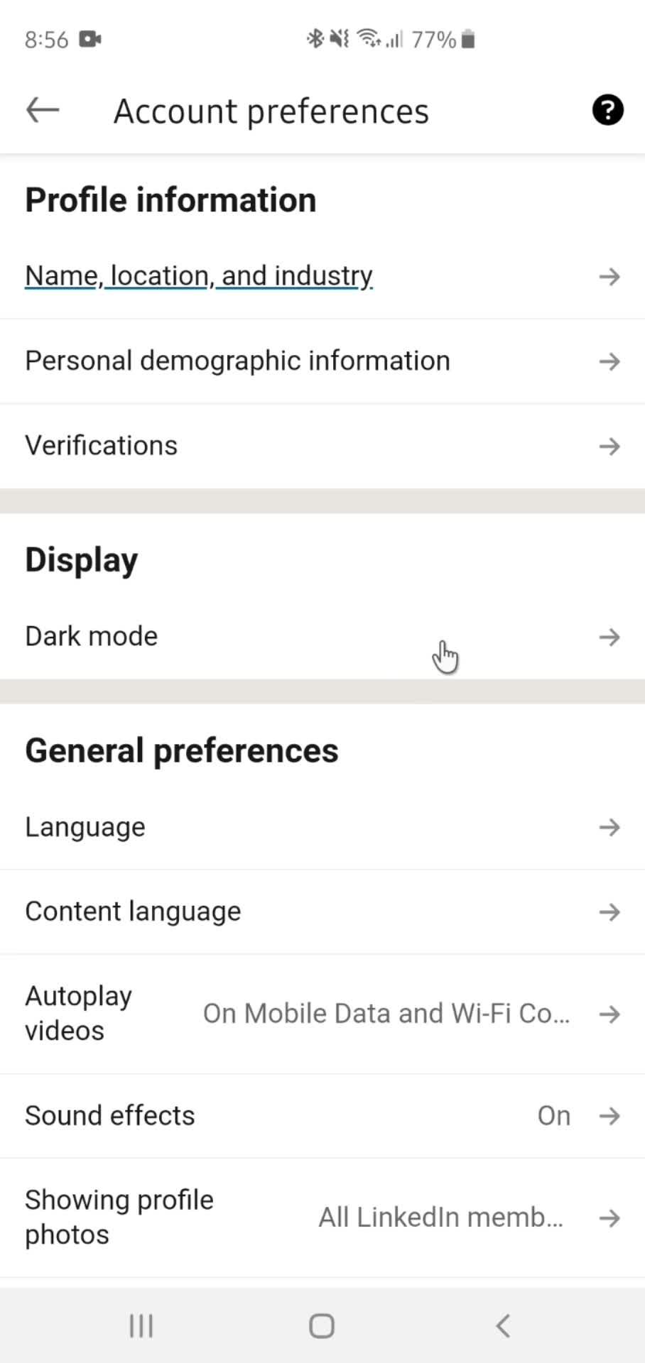Settings screenshot