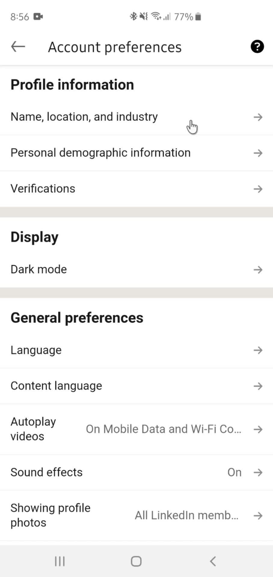 Settings screenshot