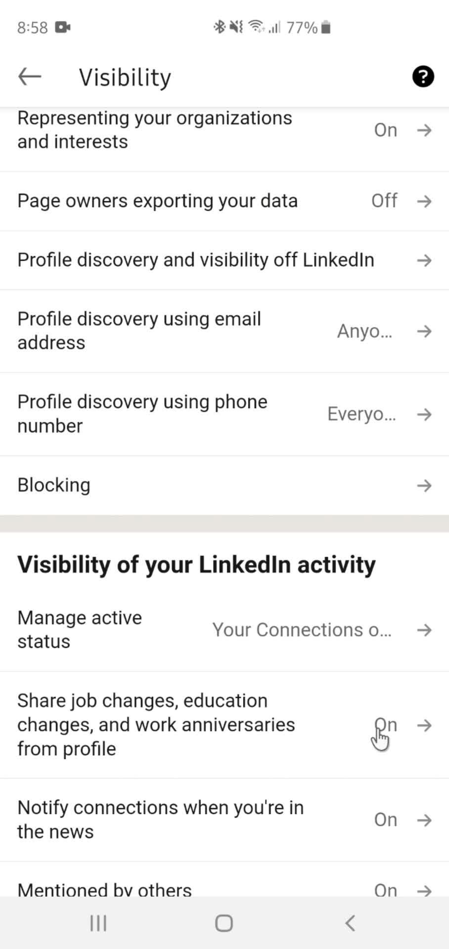 Settings screenshot